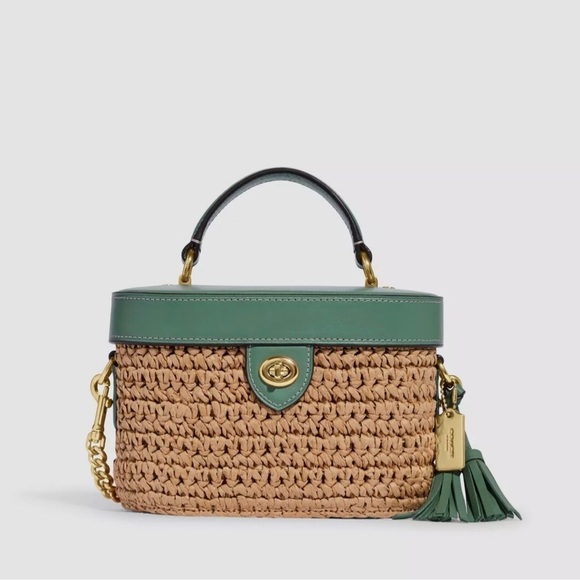 Coach Green and Tan Mini Woven Bag - Picture 1 of 8